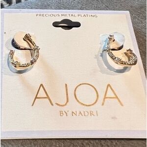 Nadri Ajoa Front Back Hoop Earrings in Gold NWT